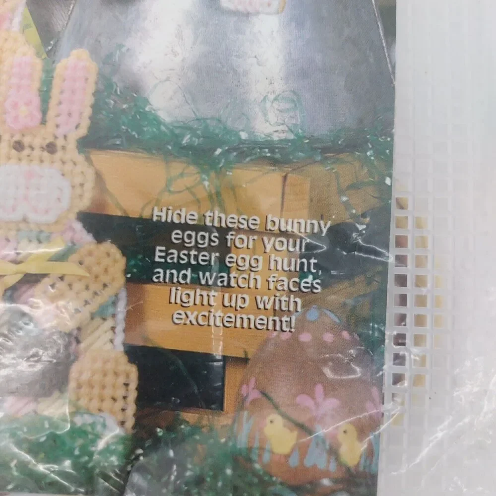Bunny Egg Cross Stitch Magnets Easter Plastic Canvas Kit by House White